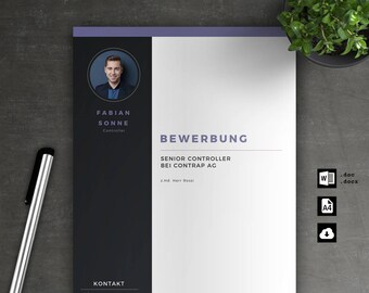Bewerbung Vorlage Deckblatt Lebenslauf Anschreiben Für Word Etsy