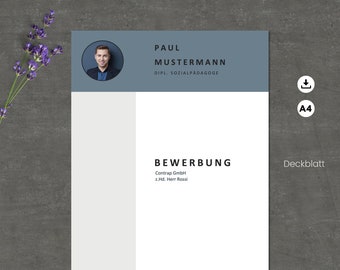 Application template German, resume template, modern resume, cover letter, cover sheet, letter of motivation Word & Pages No.14