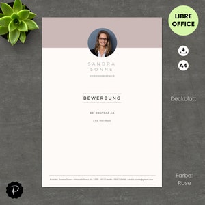 Resume template German, application template, modern resume, cover letter, cover sheet, application, resume template, LibreOffice No.6