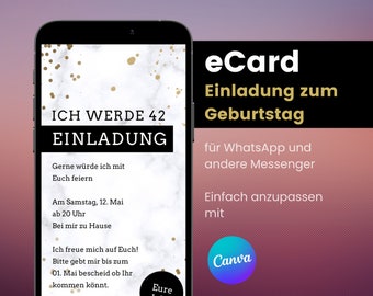 Cyfrowa e-kartka urodzinowa z zaproszeniem | Szablon zaproszenia WhatsApp na płótnie | Personalizowana karta z zaproszeniem numer telefonu komórkowego 6