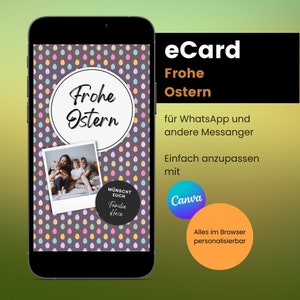 Digital invitation Happy Easter eCard | WhatsApp Easter Canva template | personalized greeting card for mobile - Easter No. 4