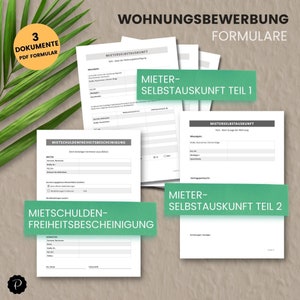 PDF forms for the apartment application - tenant self-assessment (2x) - certificate of freedom from rent debts - German