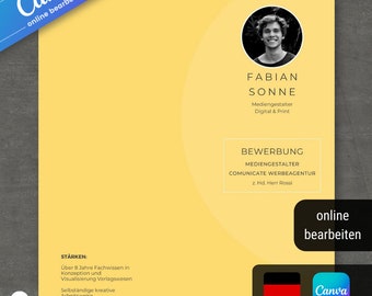 Szablon aplikacji Canva, niemiecki szablon CV, nowoczesne CV, list motywacyjny, strona tytułowa, aplikacja, szablon Canva nr 7