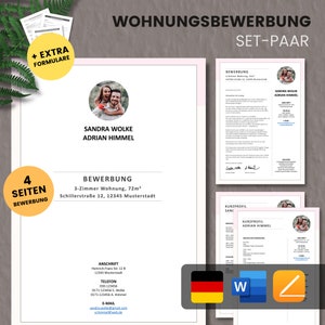 Apartment application - Apartment application - Application template apartment couples + forms - German - Word + Pages No.1