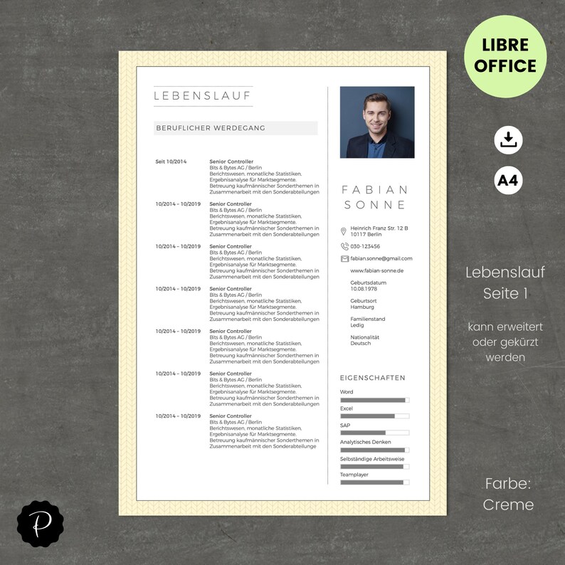 Application Templates CV Template German Modern CV Cover - Etsy