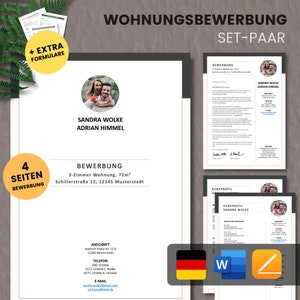 Apartment application - Apartment application - Application template apartment couples + forms - German - Word + Pages No. 1