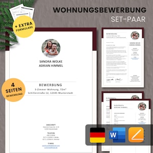 Apartment application - Apartment application - Application template apartment couples + forms - German - Word + Pages No. 1