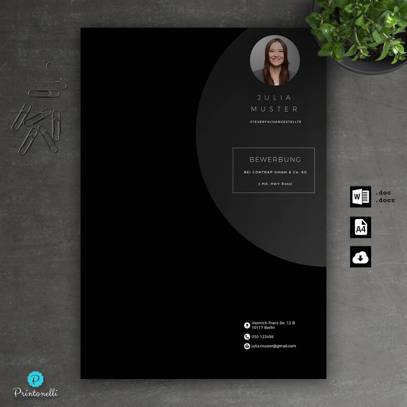 Bewerbung Vorlage Deckblatt Lebenslauf Anschreiben Für Word Etsy
