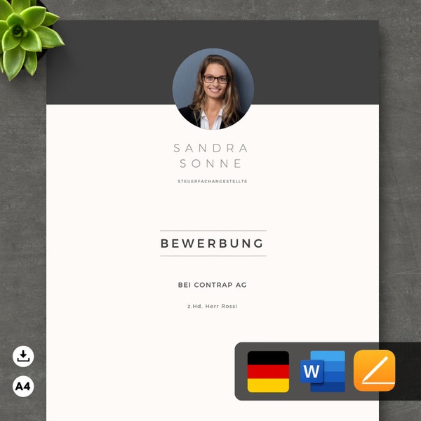 Lebenslauf Vorlage Word & Pages, Bewerbungsvorlage Deutsch, Deckblatt, Lebenslauf Vorlage, Professionelle Bewerbung deutsch, Ausbildung No.6