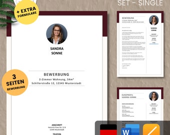 Apartment application - Apartment application - Application template apartment single + forms - German - Word + Pages No.1