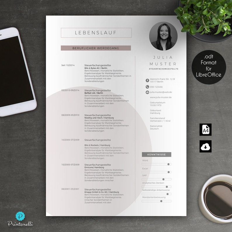 Application template 7.3 Rose LibreOffice Mac /& PC CV motivation No A4 : cover page cover letter