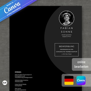 Canva application template, resume template German, modern resume, cover letter, cover sheet, application, Canva template No.7