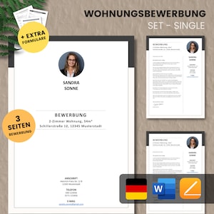 Apartment application - Apartment application - Application template apartment single + forms - German - Word + Pages No.1