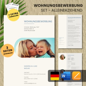 Apartment application - Apartment application - Application template apartment single parent + forms - German - Word + Pages No.2