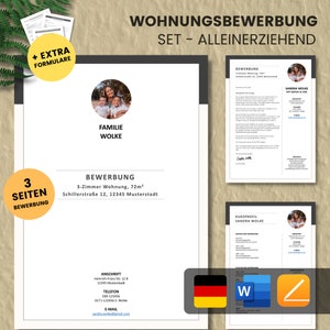 Apartment application - Apartment application - Application template Apartment single parent + forms - German - Word + Pages No.1