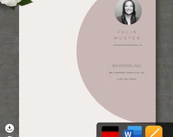 Resume Template Word & Pages, Application Template German, Cover Sheet, Resume Template, Professional Application German, Training No.7