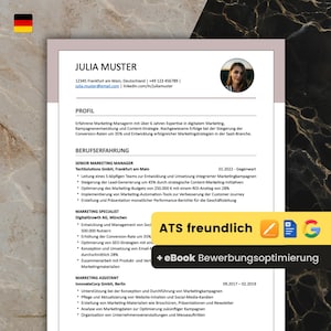 Plantilla de CV optimizada para ATS + eBook ChatGPT | Carta de presentación Word, Pages, Google Docs | Rosa alemana n.° 6