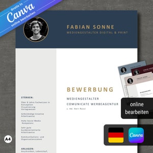 Canva application template, resume template German, modern resume, cover letter, cover sheet, application, Canva template No.14