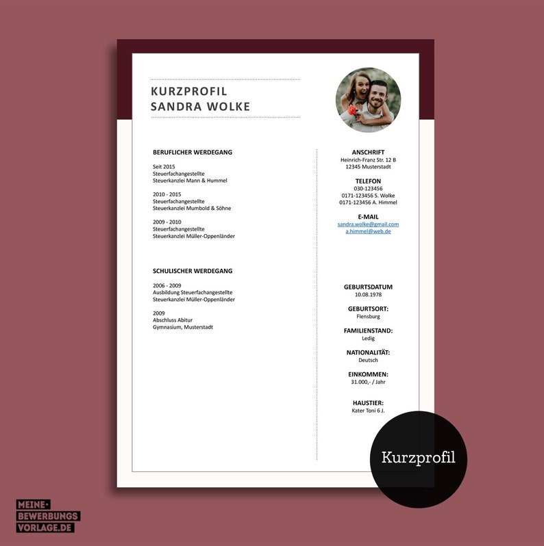 Wohnungsbewerbung Paar Pages® Vorlage // Mac Rosè WB-D | Etsy
