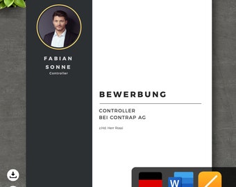Szablon CV Word i strony, szablon aplikacji niemiecki, strona tytułowa, szablon CV, profesjonalna aplikacja niemiecki, szkolenie nr 3