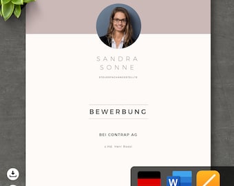 Resume Template Word & Pages, Application Template German, Cover Sheet, Resume Template, Professional Application German, Training No.6