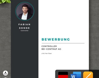 Szablon CV Word i strony, szablon aplikacji niemiecki, strona tytułowa, szablon CV, profesjonalna aplikacja niemiecki, szkolenie nr 3