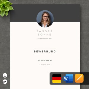 Resume Template Word & Pages, Application Template German, Cover Sheet, Resume Template, Professional Application German, Training No.6