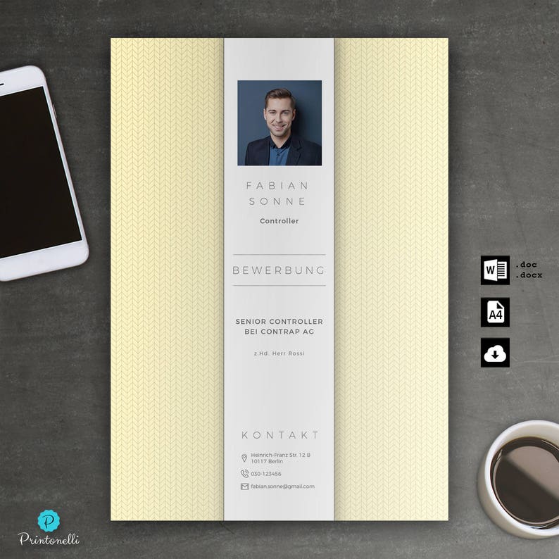Bewerbung Vorlage Deckblatt Lebenslauf Anschreiben Für Word Etsy