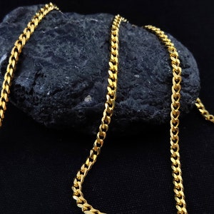 Sterling Silver 925 Gourmet Flat 3mm Modern Men Women Gold Plated 18K Curb Solid Chain, Silbet Kette, Unisex Silver Curb Chain, Modern Chain