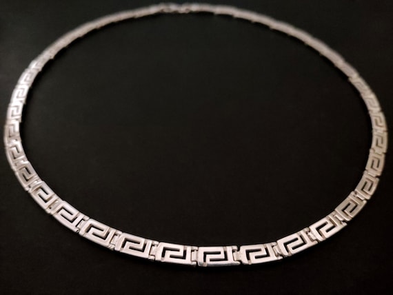 Sterling Silver 925 Greek Key Meander Necklace From Greece, Griechicher Silber Kette Halskette Griechenland, Collier Argent Grecque, Grecia