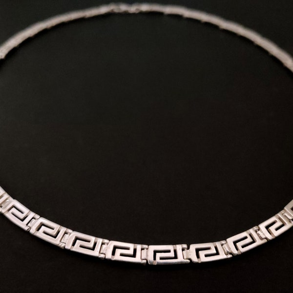 Sterling Silver 925 Greek Key Meander Necklace From Greece, Griechicher Silber Kette Halskette Griechenland, Collier Argent Grecque, Grecia