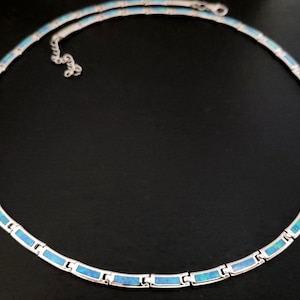 Silver Blue Opal Necklace 4mm, Greek Jewelry From Greece, Griechischer Silber Blau Opal Kette, Collier Grecque Bijoux, Minimalist Necklaces