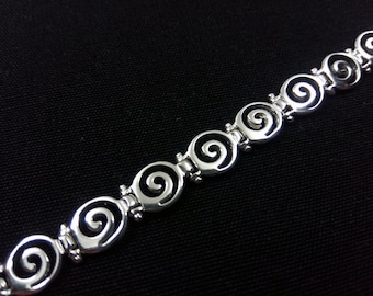 Pulsera espiral griega antigua de plata de ley 925 de 8 mm, pulsera de plata griega, joyería griega, brazalete de plata griega, pulsera griega
