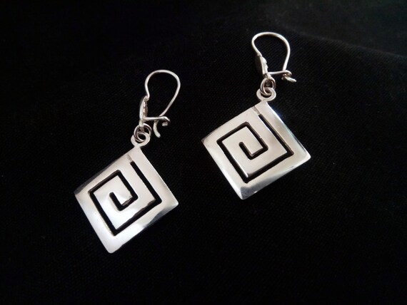 Orecchini A Cerchio In Argento Sterling 925 Con Chiave Greca - Diametro 16 Mm - Placcati Rodio