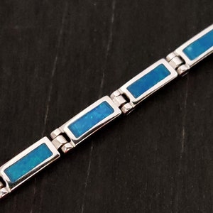 Sterlingzilver 925 Fire Rainbow Blue Opal Griekse armband, Opal armband, Griechischer Silber Blau Opal Stein armband, armband Grecque Opal