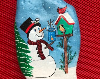 Snowman Painted Rock Etsy Snowman Painted Rock Etsy