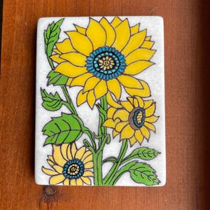 Sunflowers painted rock SEALED garden painted rocks