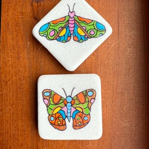 Boho butterflies painted rocks - Set of 2 ! SEALED