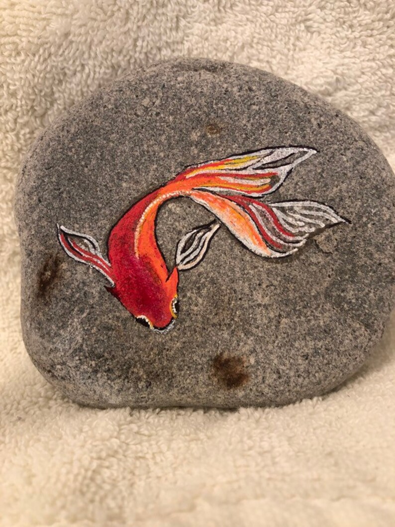 Koi Fish Painted Rock Etsy