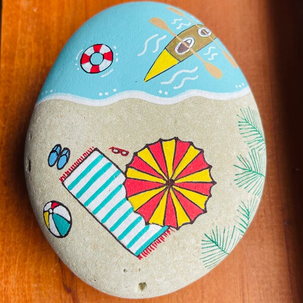 Beach Painted Rock - View from above SEALED kayak