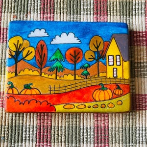 Metallic Fall painted rock SEALED