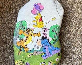 Pooh and friends painted rock SEALED