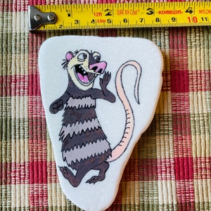 Eddie the opossum painted rock SEALED on thin Santorini image 7
