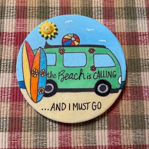 The Beach is calling painted rock SEALED 3D glittery sun