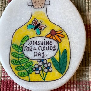 Sunshine in a bottle painted rock SEALED