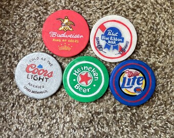 Beer Bottle caps painted rocks SEALED only 4.00 dollars each!