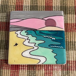 Pastel Beach Painted Rock SEALED