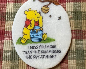 Pooh  painted rock - I miss you more SEALED