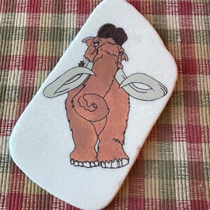 Manny the Wooly Mammoth painted rock SEALED on thin Santorini