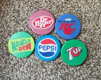 Soda Bottle caps painted rocks SEALED only 4.00 dollars each!